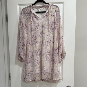 H&M Floral Sheer Blouse in Purple and Cream